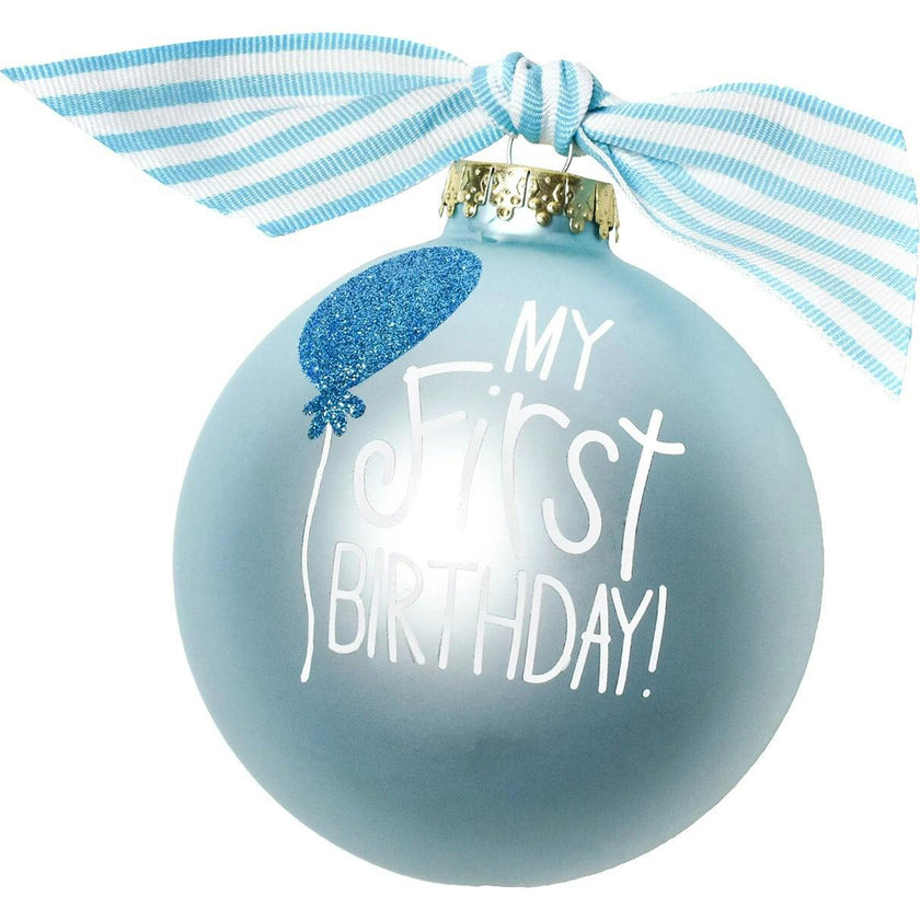 My First Birthday Boy Glass Ornament