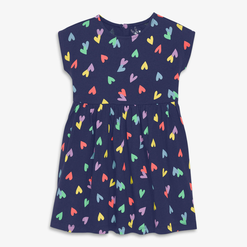 Clearance kids backyard dress in rainbow confetti hearts