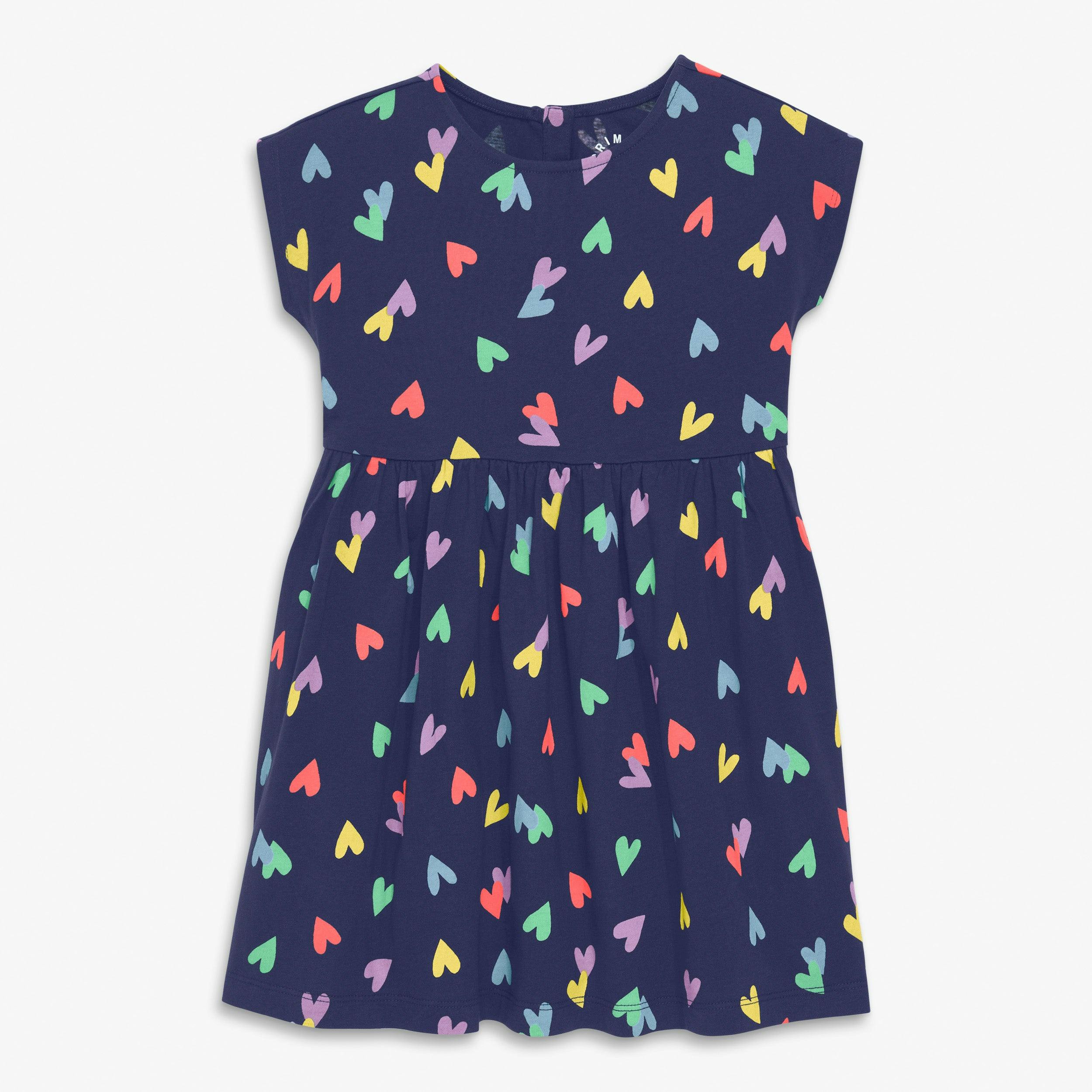 Kids backyard dress in rainbow confetti hearts