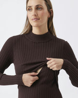 Nella Rib Nursing Knit Dress  Cocoa