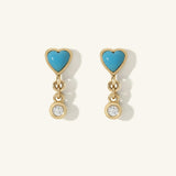 Turquoise Byrdie Heart Diamond Stud Earring