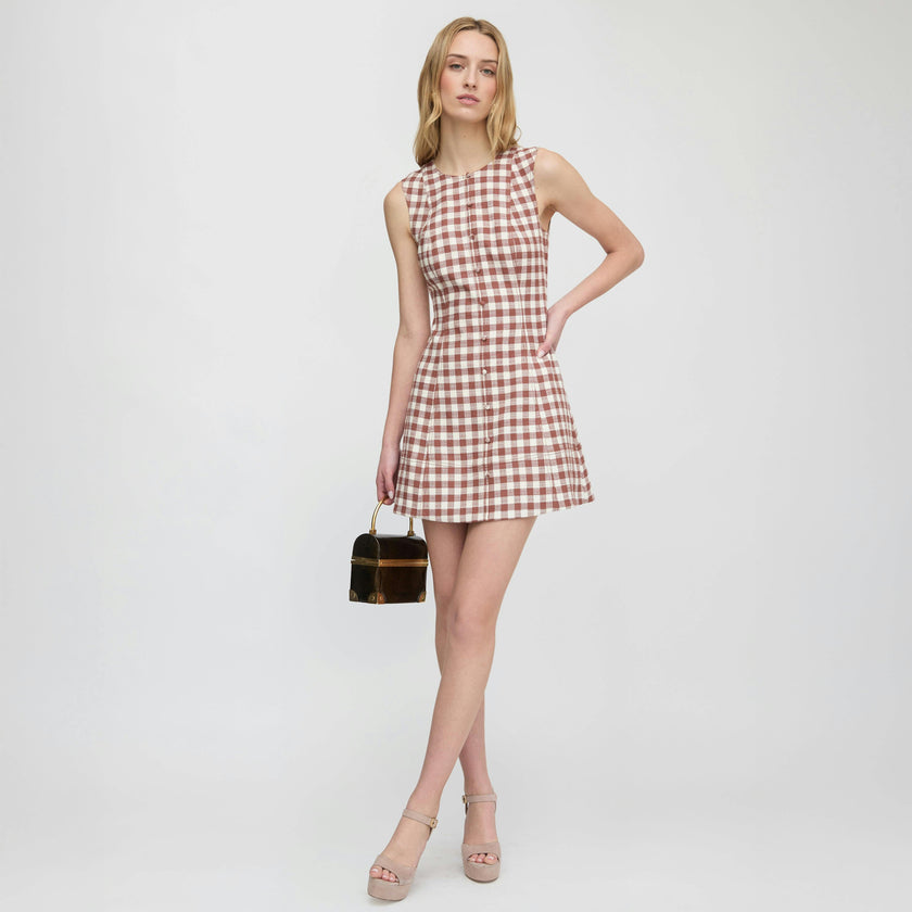 The Angie Dress - Cognac Gingham