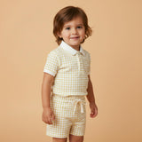 Organic Collar Tee & Shorts Set - Dotty Gingham