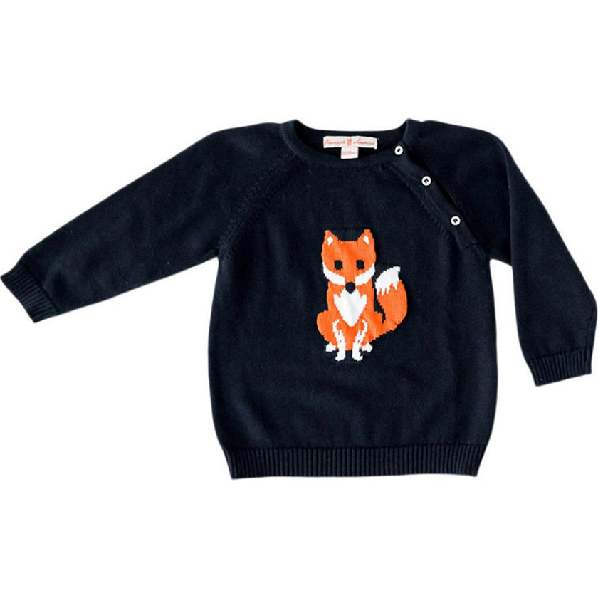 Navy Intarsia Knit Sweater