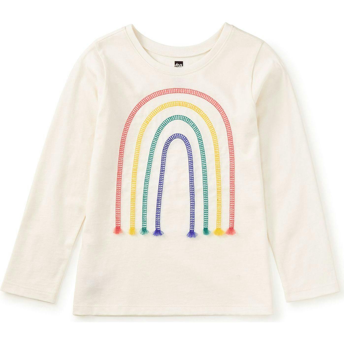 Embroidered Rainbow Tee, White