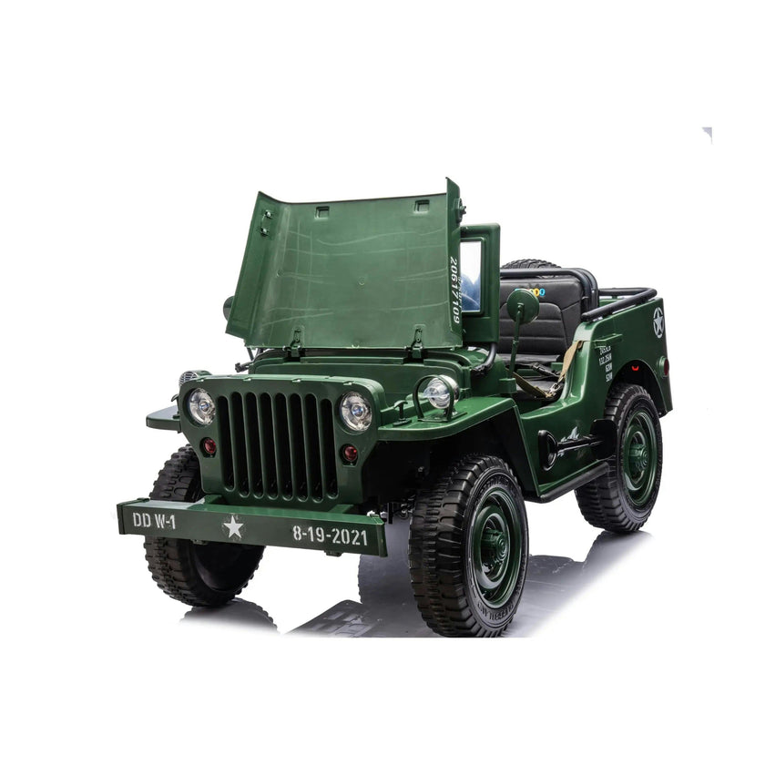 Military Willys 24V 3-Seater 4x4 Kids Ride-On Truck