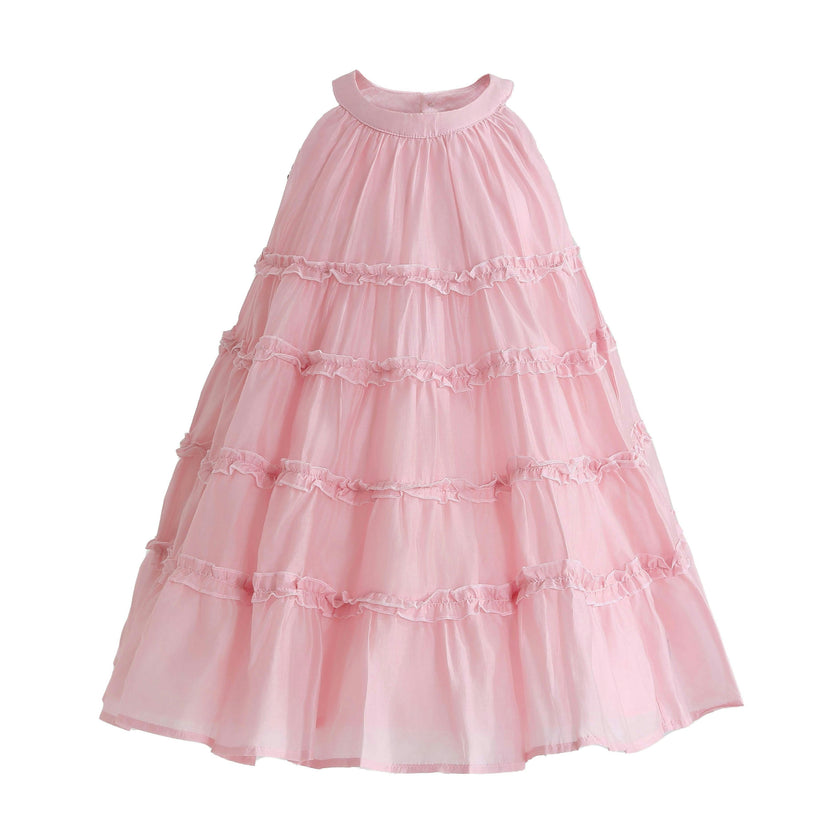 Pink Seralyn Tiered Ruffle Dress