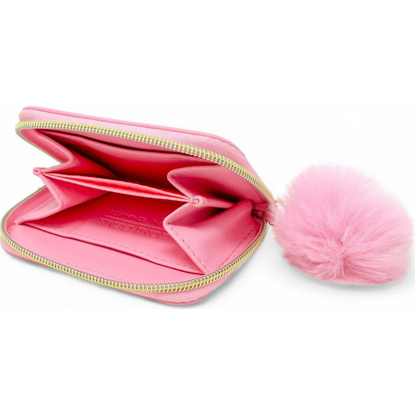 Teddy Pom Pom Zip Wallet
