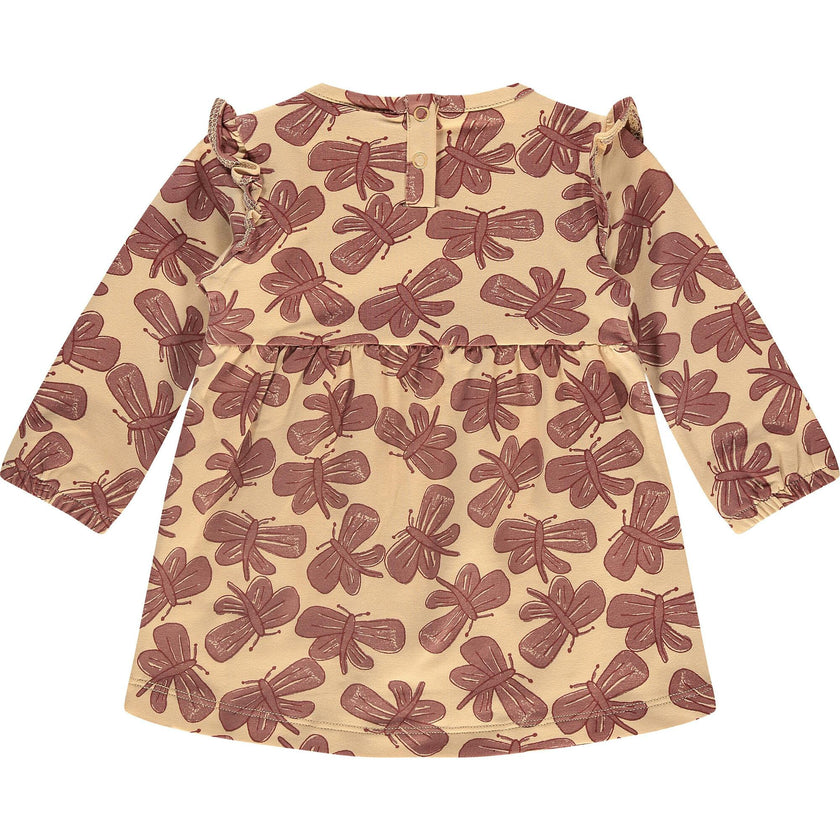 Dragonfly Print Round Neck Long Sleeve Dress