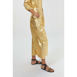 Culotte Metallic Linen Pants - Gold