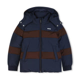 Navy Color-Block Puffer Jacket