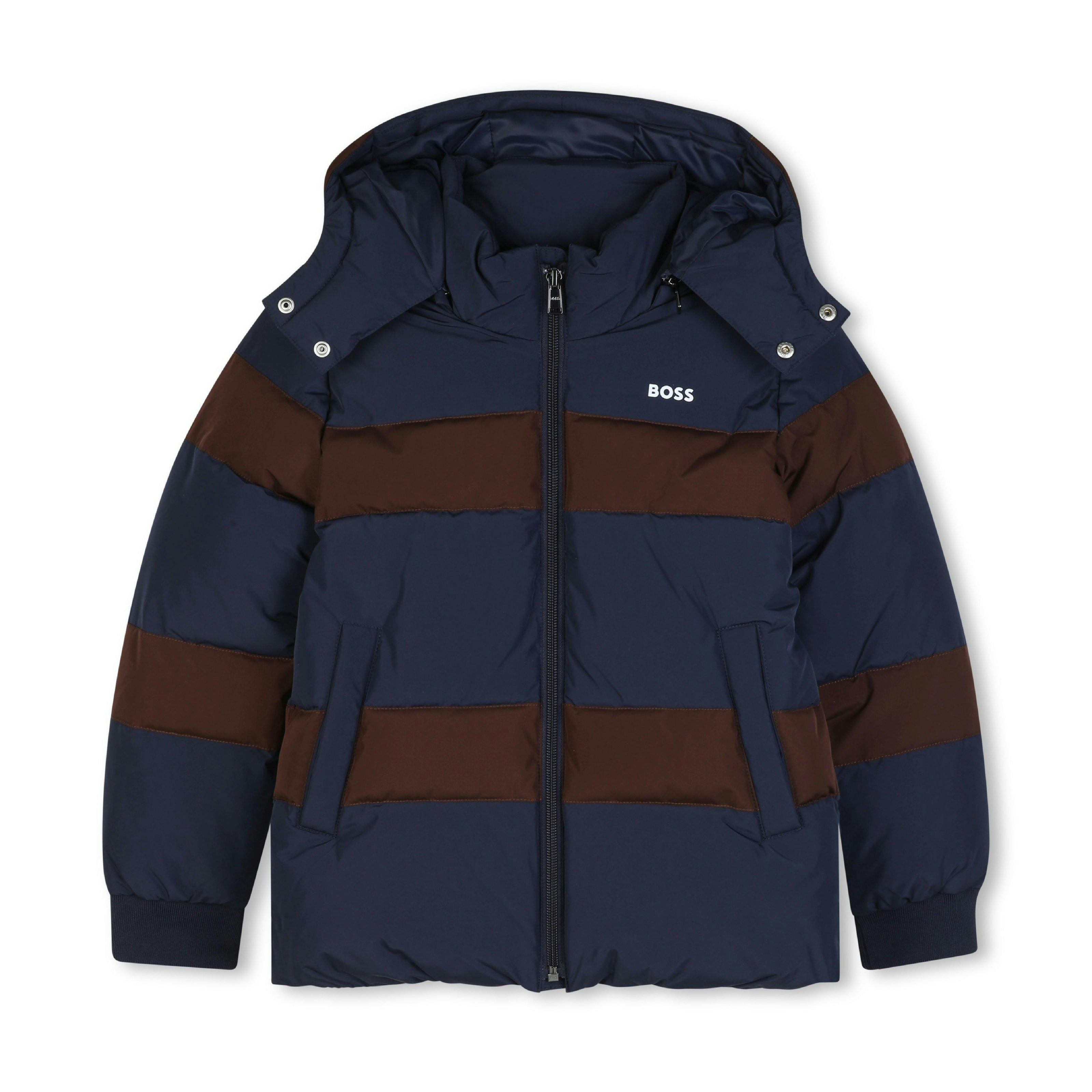 Navy Color-Block Puffer Jacket