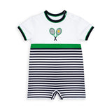 Stripe Knit Shortall with Tennis Rackets