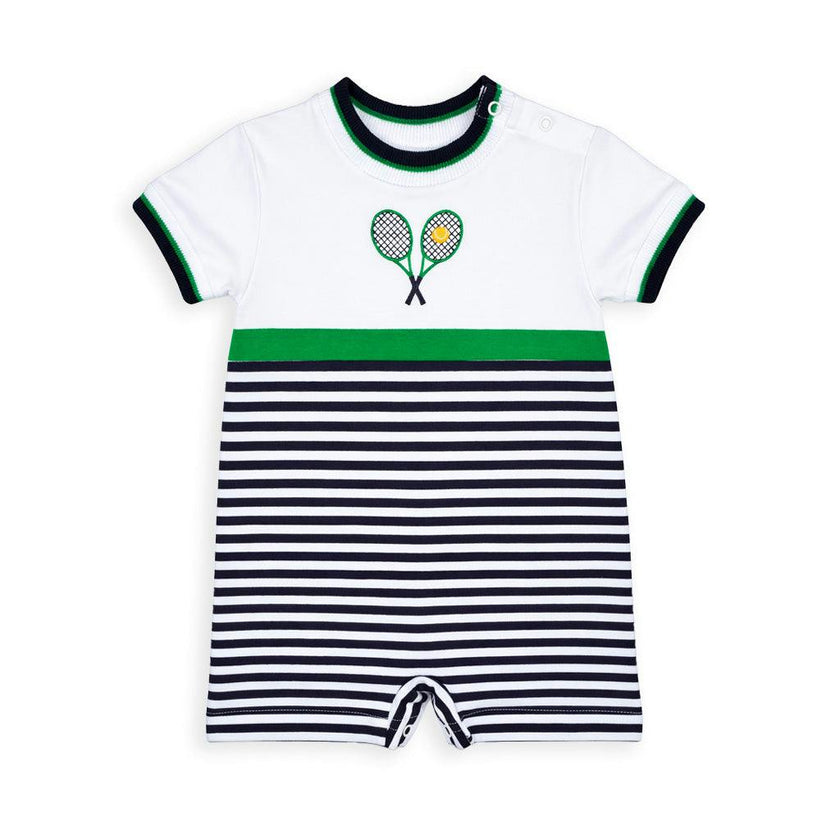 Stripe Knit Shortall with Tennis Rackets