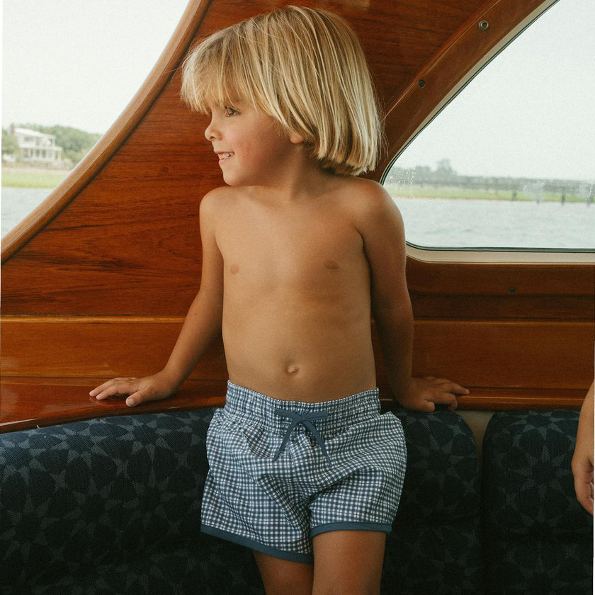 boys newport navy gingham boardie