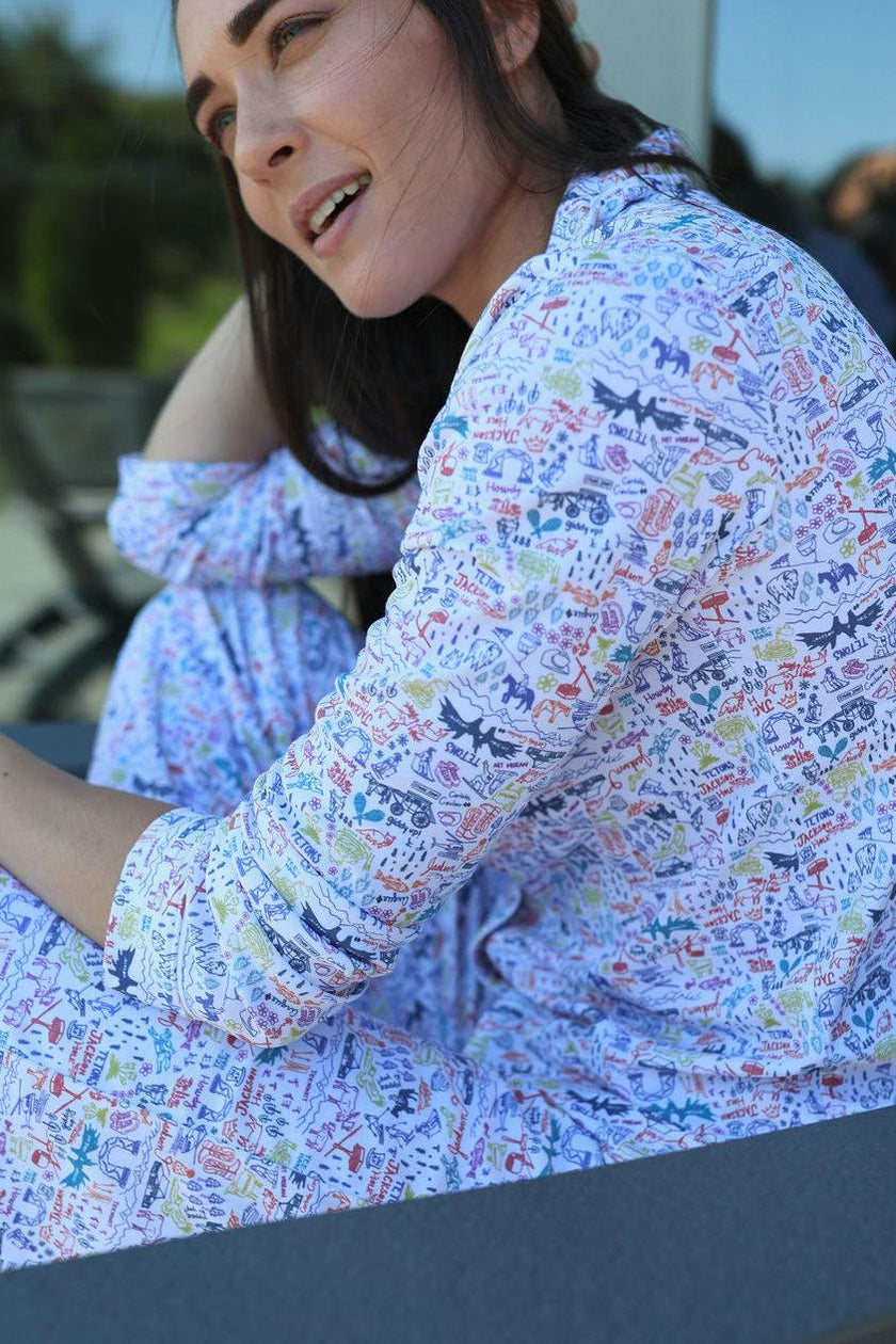 Jackson Hole Women’s Button Front Long Pajama Set
