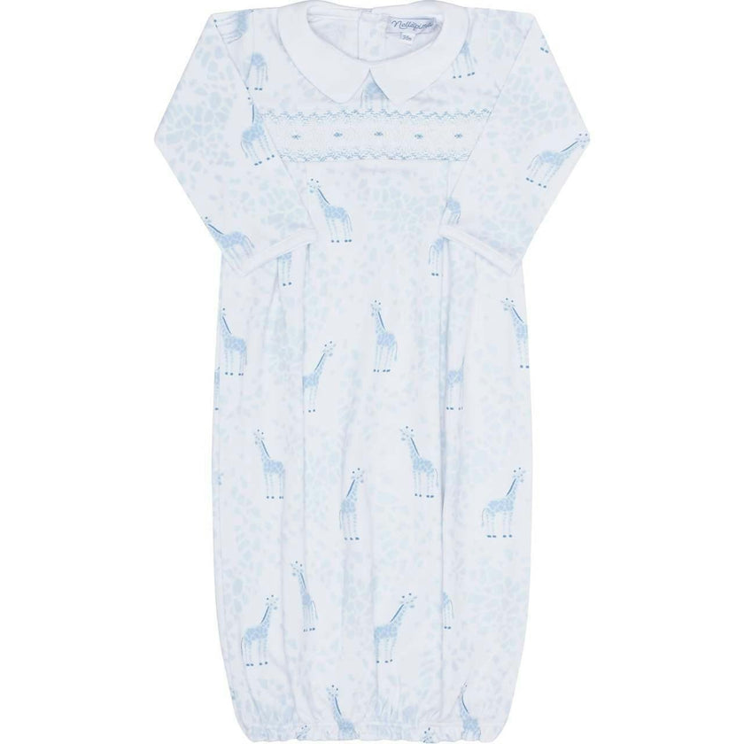 Blue Print Smocked Gown