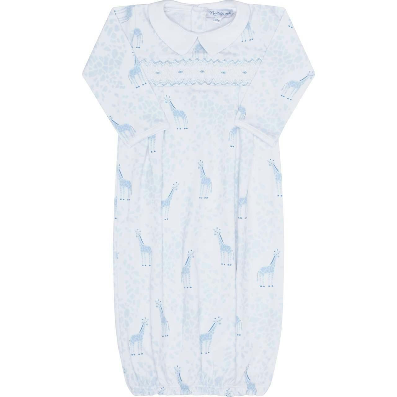 Blue Print Smocked Gown