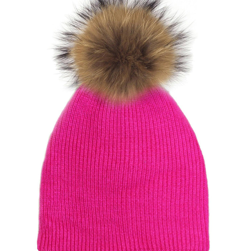 Knitted Wool Hat With A Genuine Fur Pom (TikTok)
