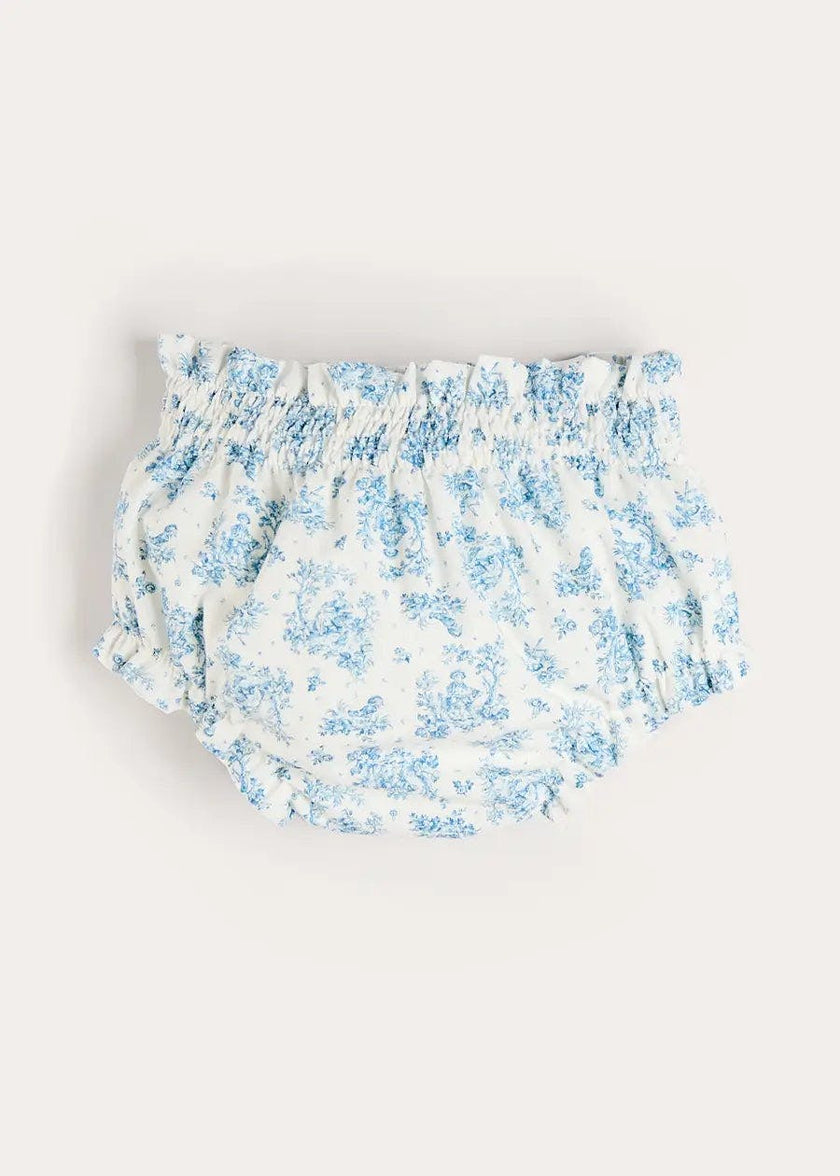 Audrey Toile Elasticated Waist Bloomers in Blue (1mth-12mths)