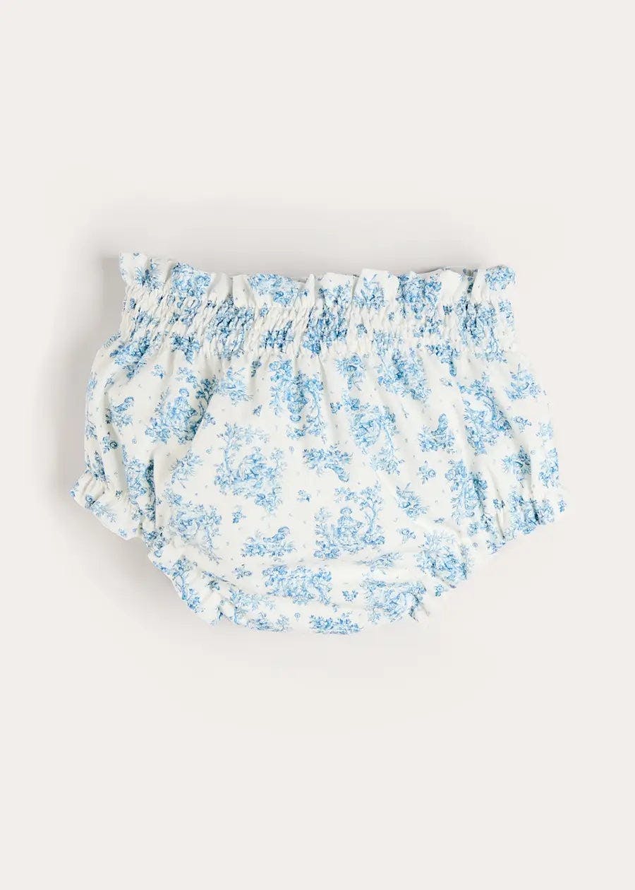 Audrey Toile Elasticated Waist Bloomers in Blue (1mth-12mths)