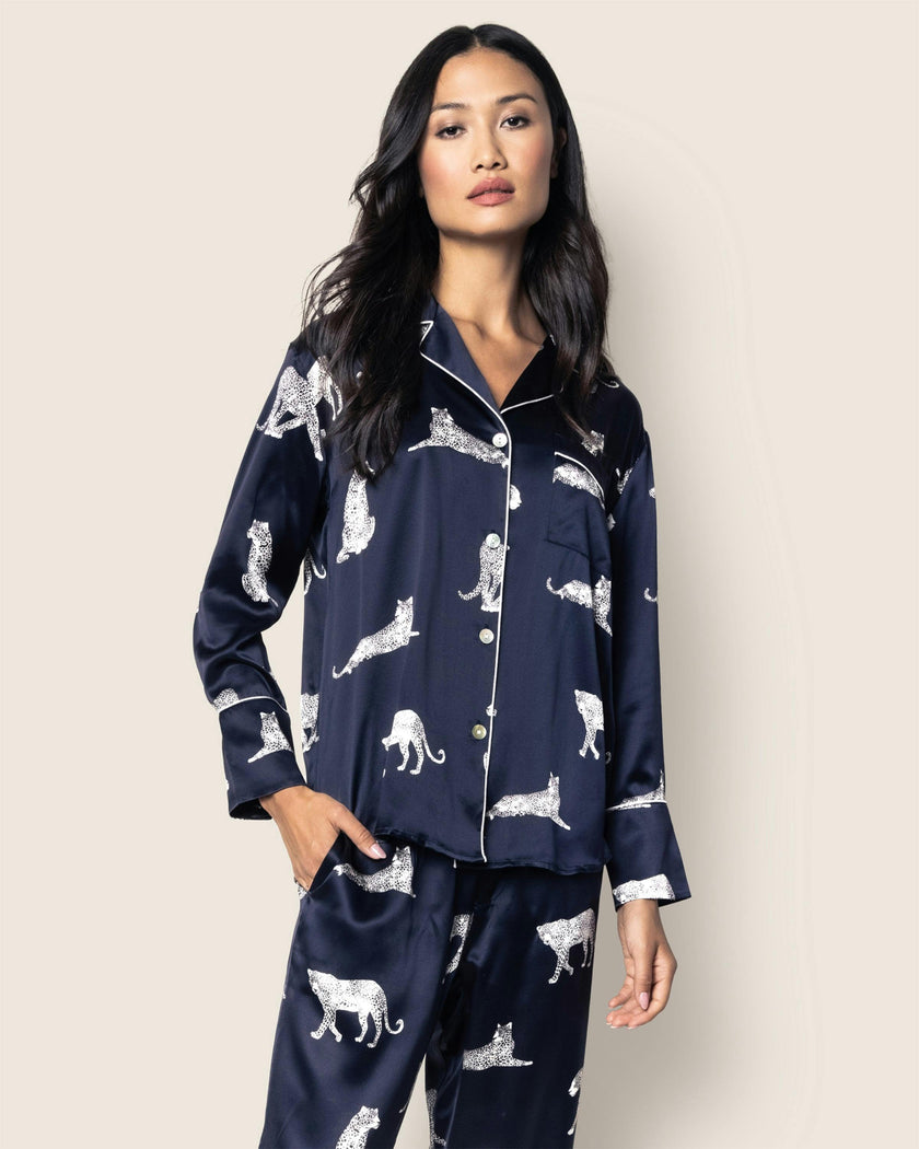 Women's Silk Pajama Set in Panthère de Nuit