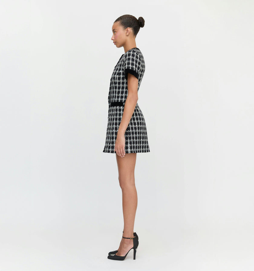 The Allegra Dress - Black and White Tweed