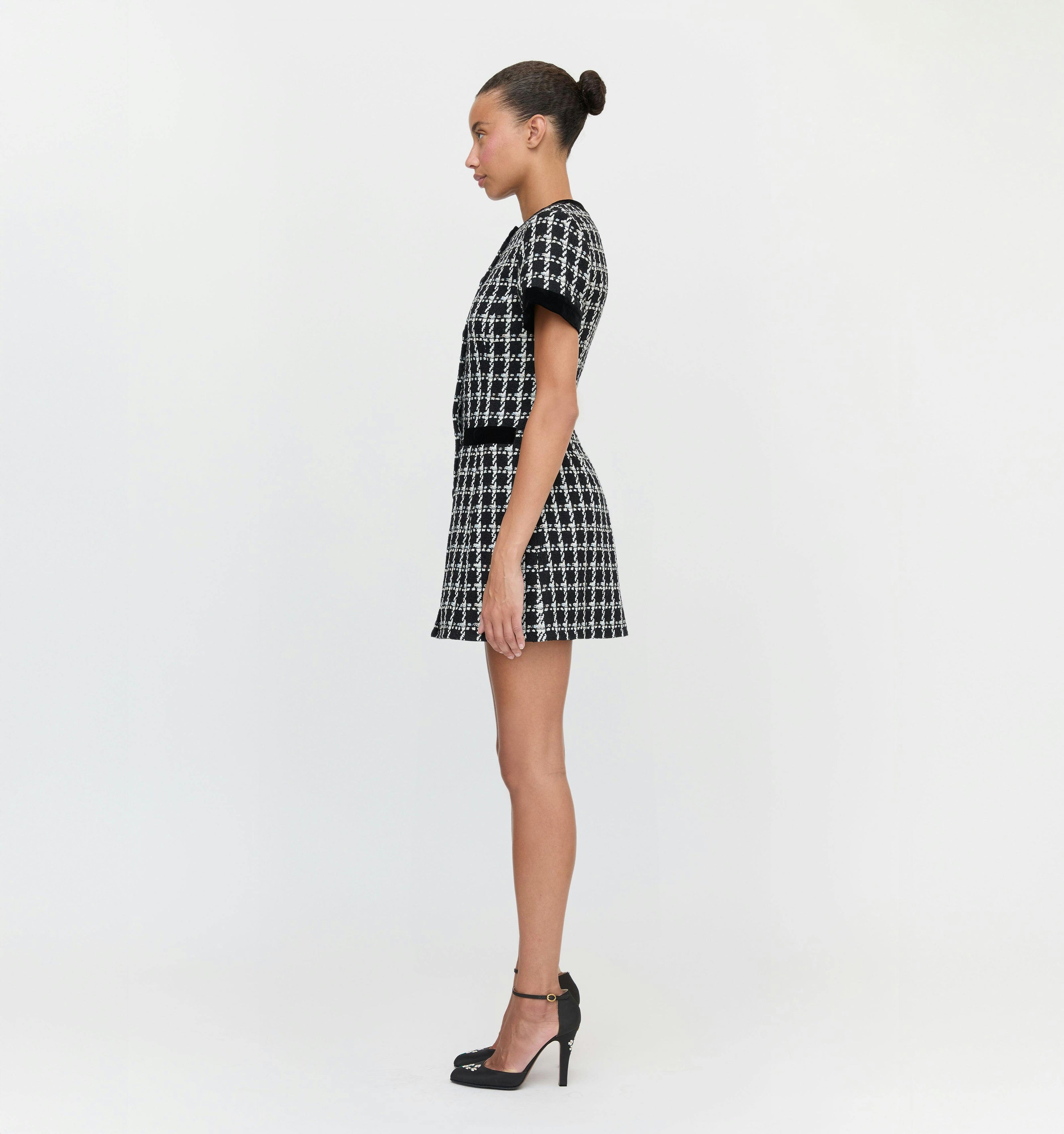 The Allegra Dress - Black and White Tweed