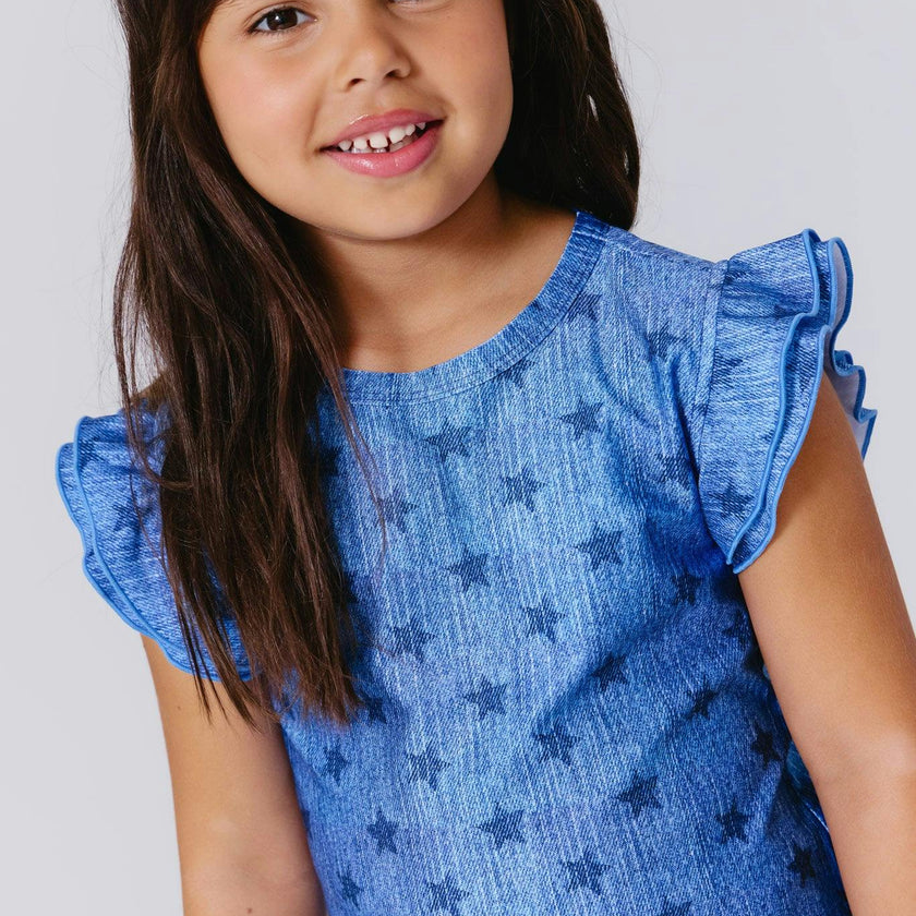Girls Hi-Shine Ruffle Crop Top