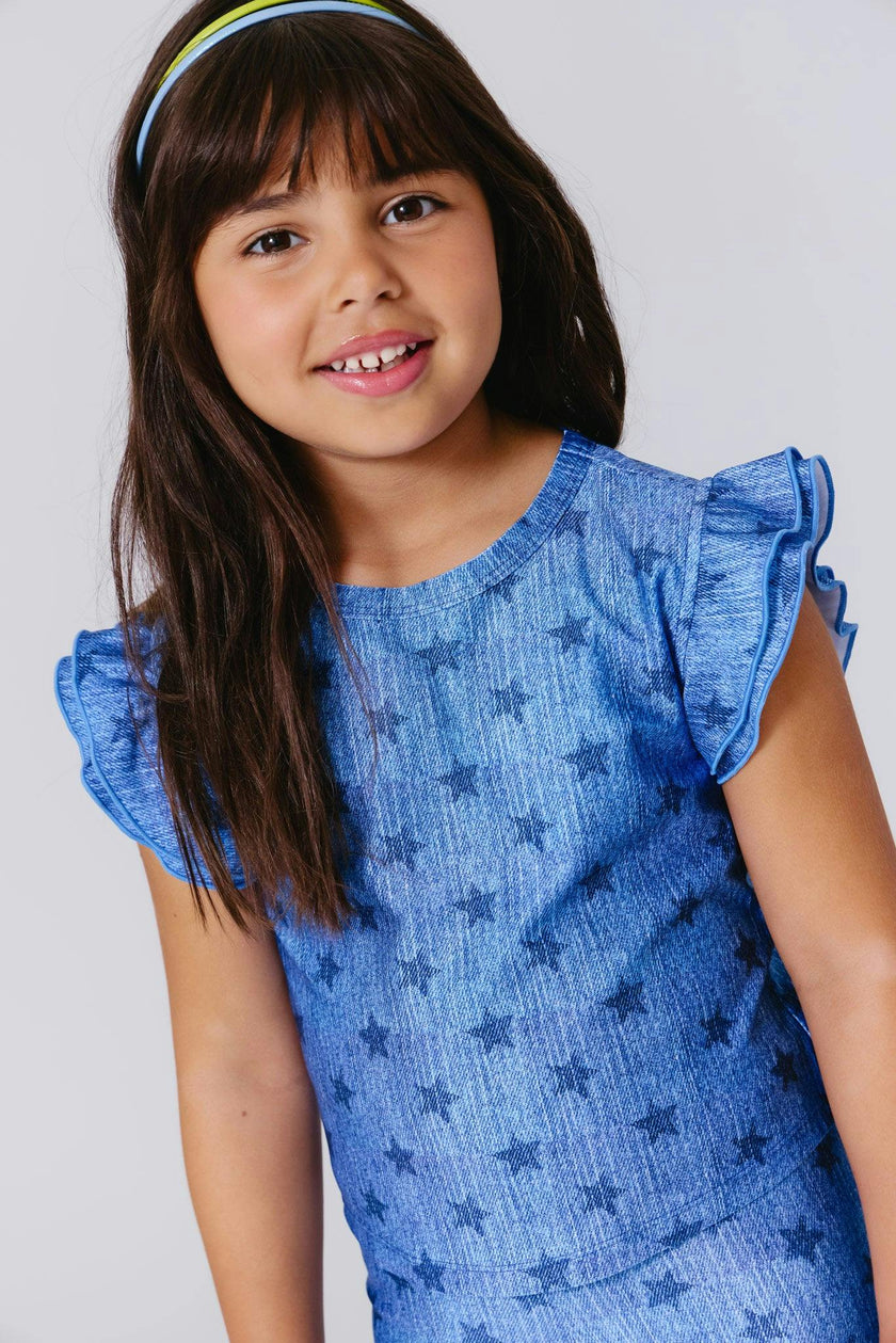Girls Hi-Shine Ruffle Crop Top