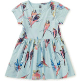 Short Sleeve Wrap Neck Dress, Blue