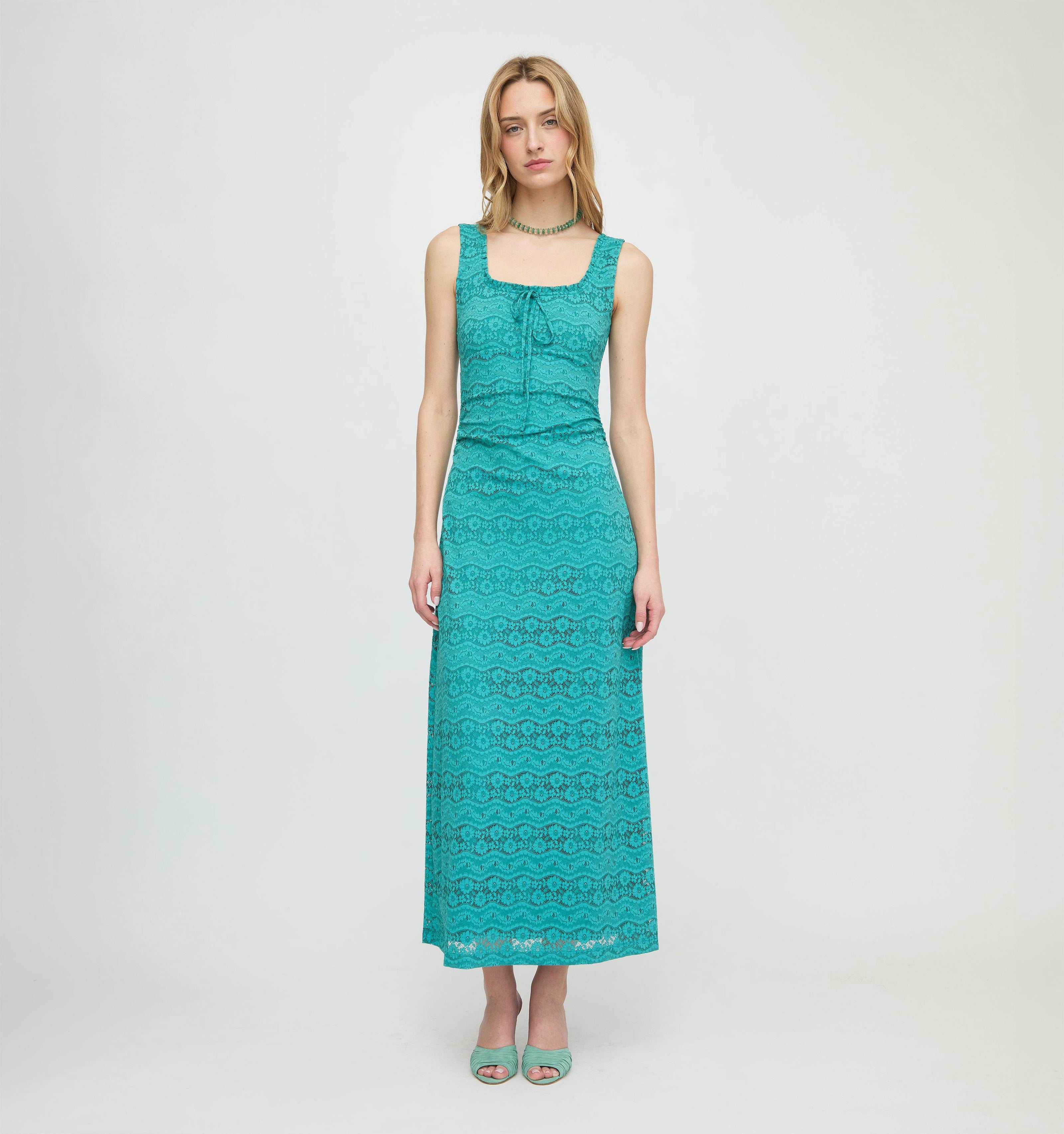The Coraline Dress - Teal Stretch Lace