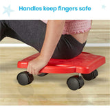 Red Indoor Scooter Board with Safety Handles for Kids Ages 6-12