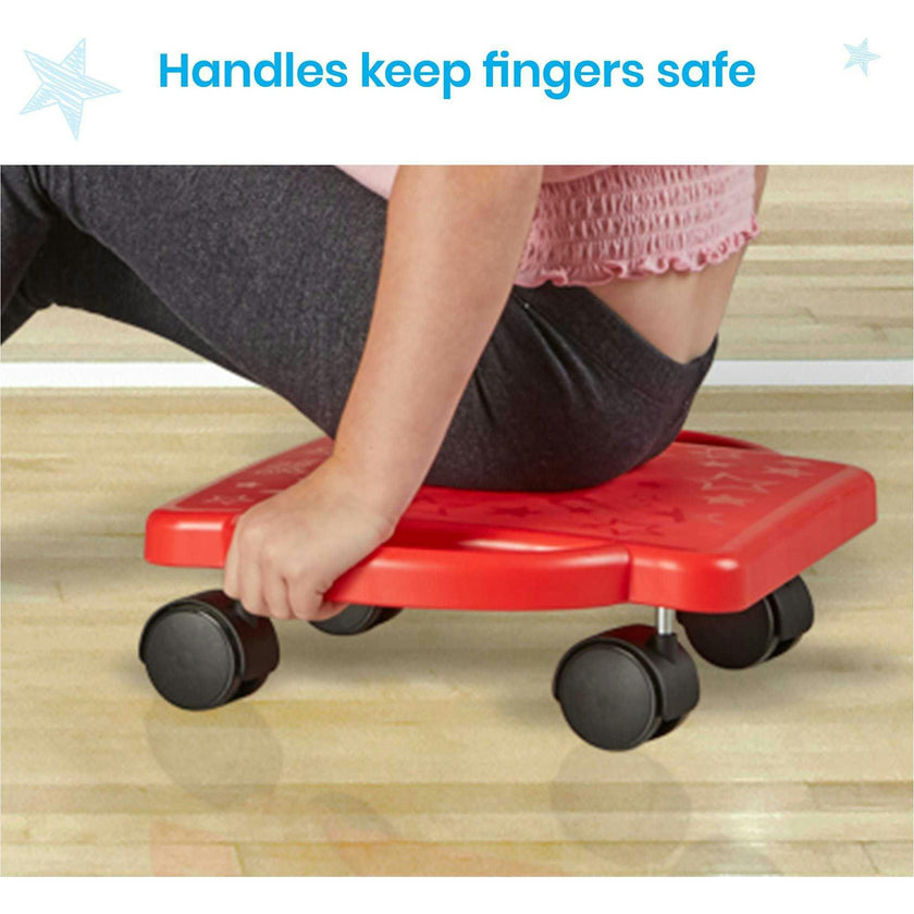 Neon Indoor Scooter Board with Safety Handles for Kids Ages 6-12