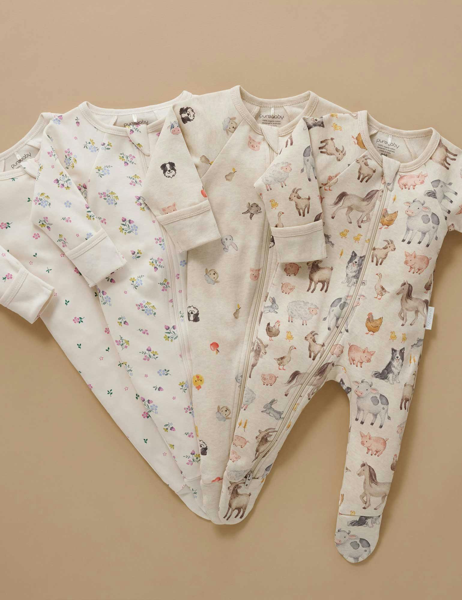 Printed Zip Growsuit Pack Cherry Blossom Print