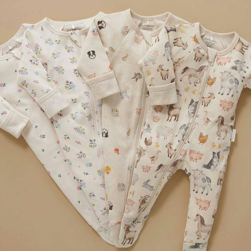 Printed Zip Growsuit Pack Cherry Blossom Print