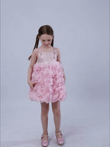Pink Arabella Glitter Ruffle Dress