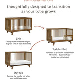 Hudson 3-in-1 Convertible Crib with Toddler Bed Conversion Kit in Natural Walnut