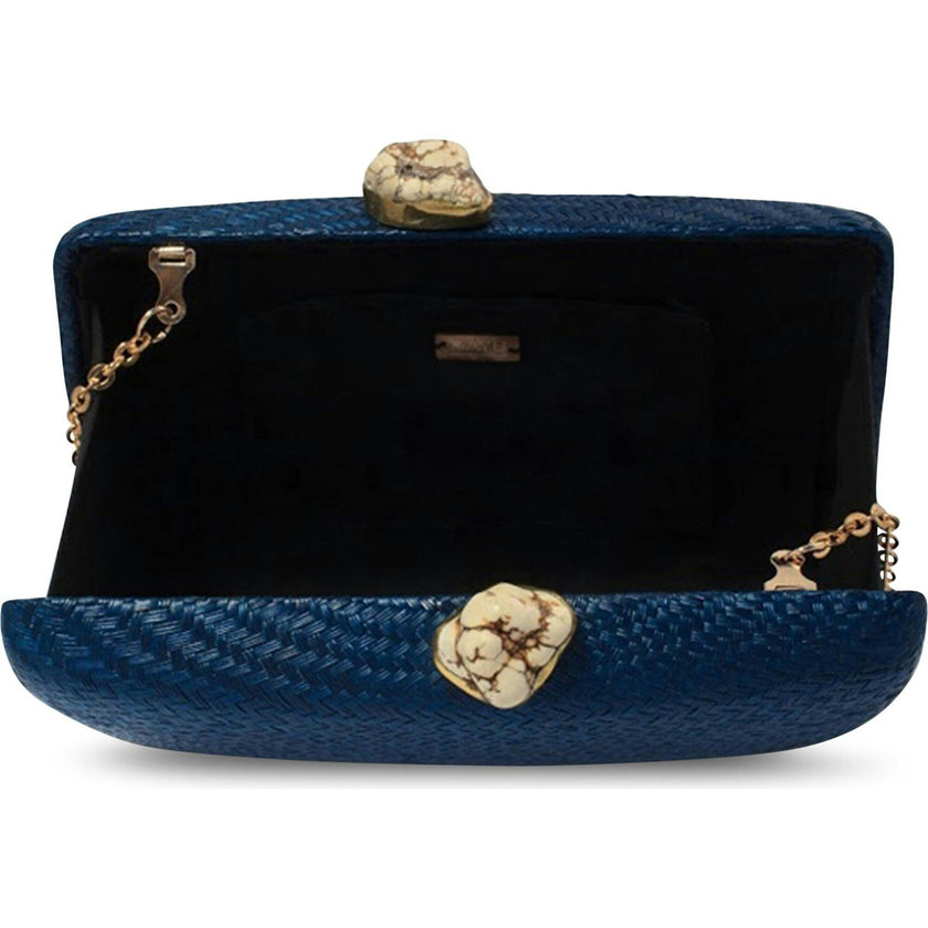 Women's Jen Straw White Stone Clutch Bag