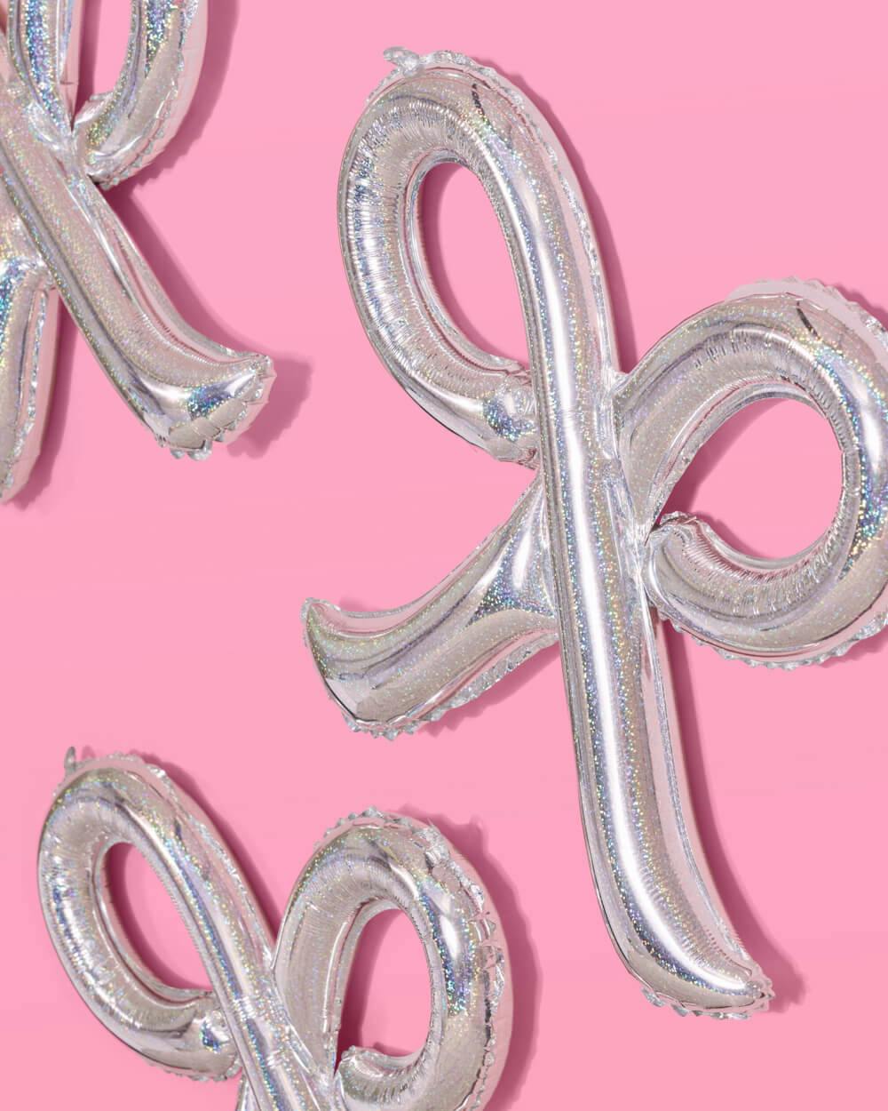 Shimmer Bow Balloons - 4 iridescent balloons
