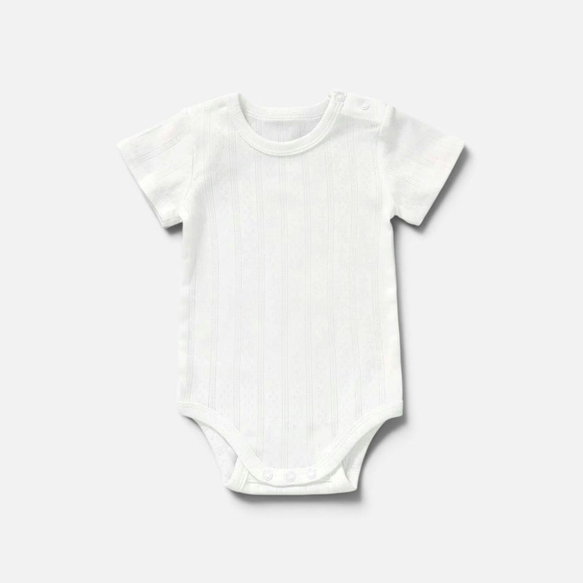 Organic Cotton Pointelle Short Sleeve Romper
