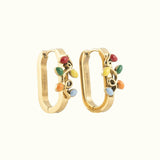 Holiday Lights Rectangle 3D Huggie Hoop Earrings