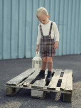Novelty Plaid High Shoulder Strap Short Overalls