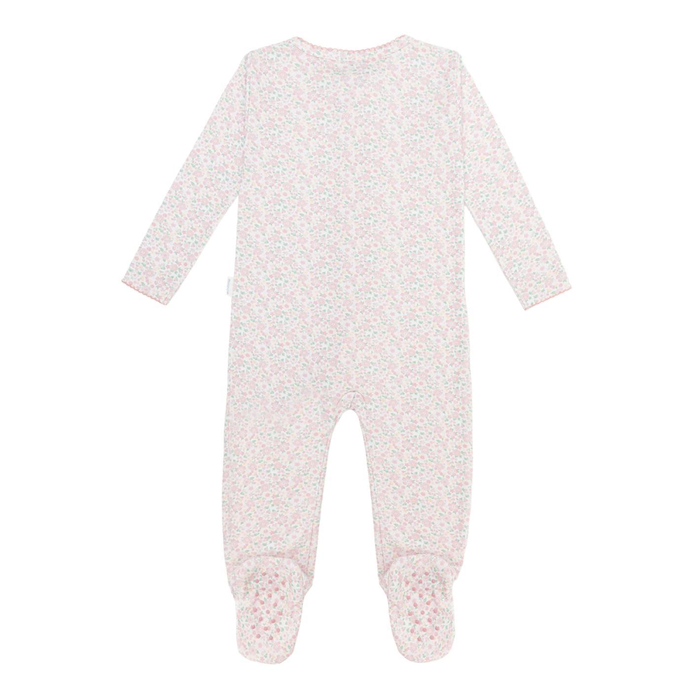 baby antique floral pima footie