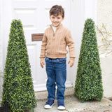 Half-zip Cable Knit Sweater, Brown