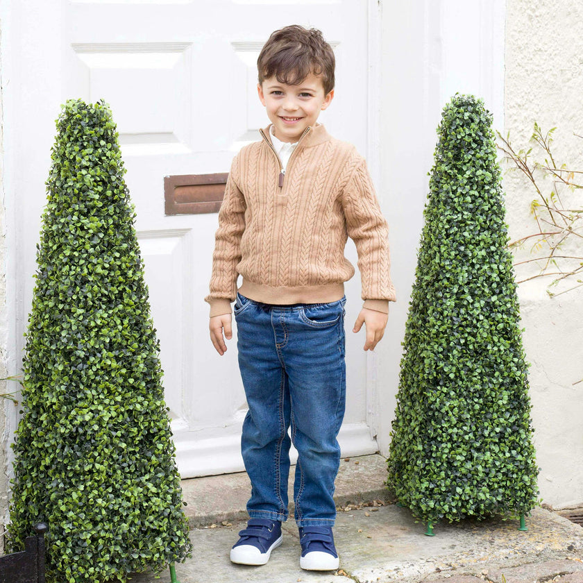 Half-zip Cable Knit Sweater, Brown