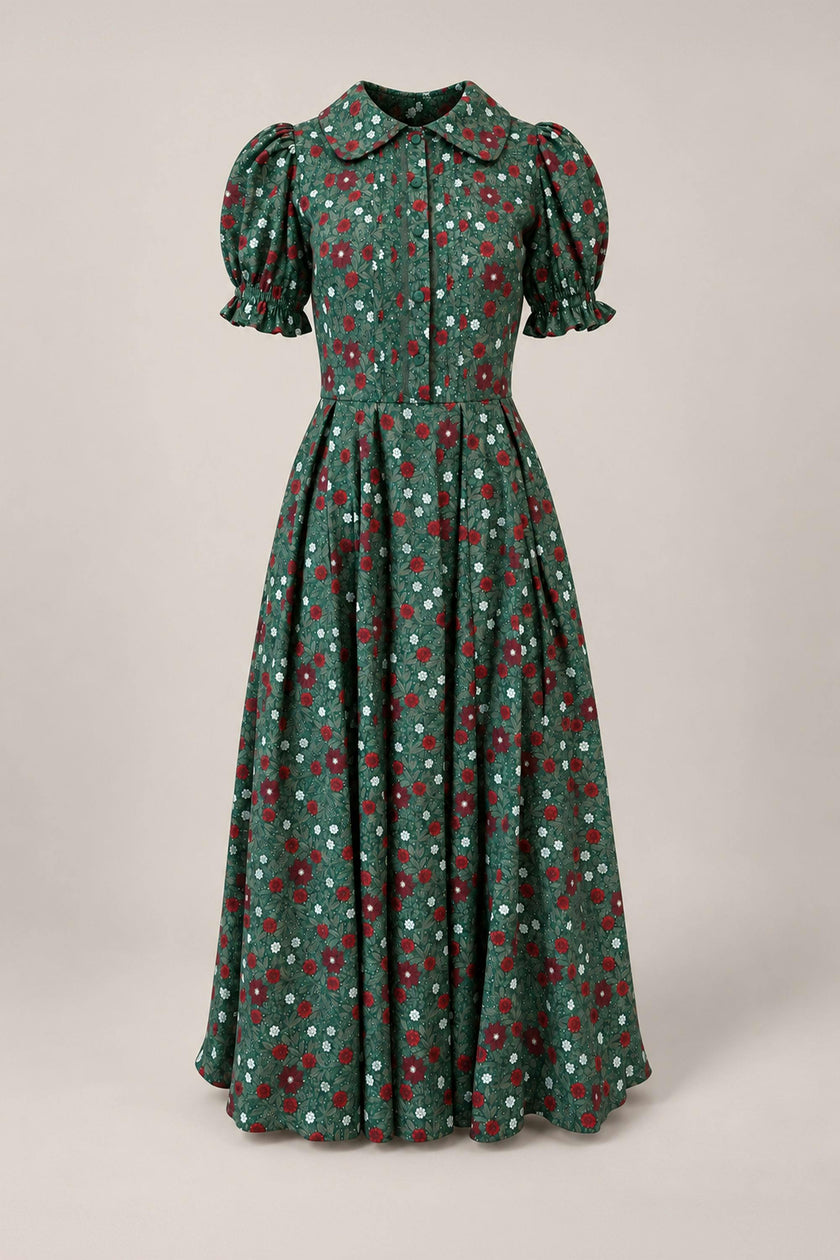 Sophia Dress in Evergreen Merry Ditsy