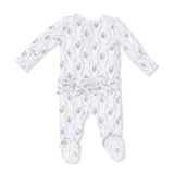 Heirloom Rose Stripe - 2 Way Ruffle Back Zipper Footie