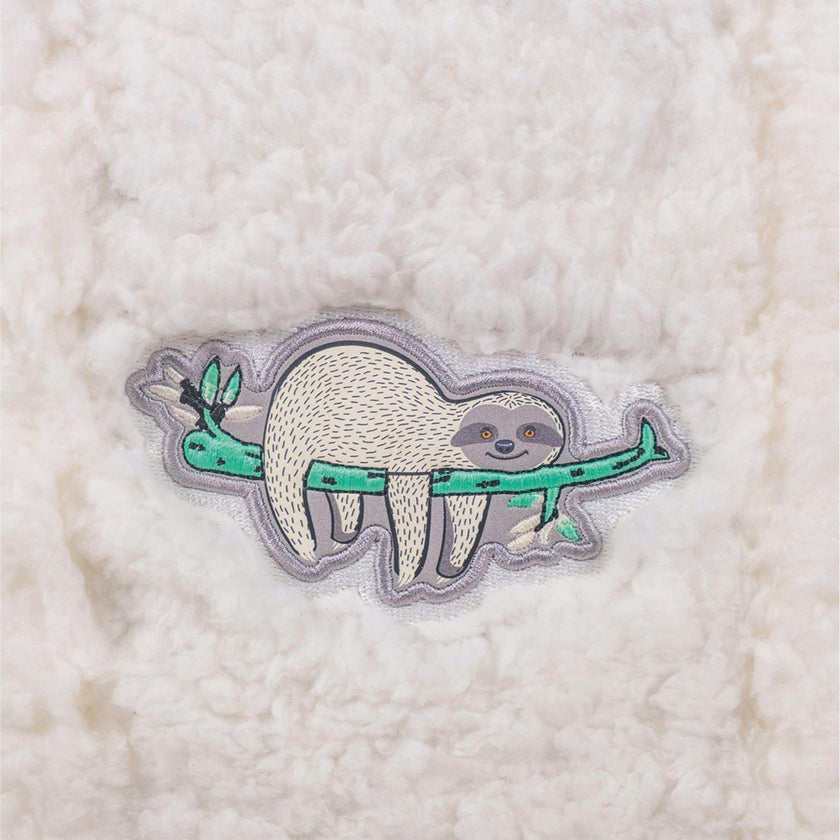 Sherpa Tote Bag – Cozy, Colorful & Convertible with Matching Coin Purse, Lounging Sloth