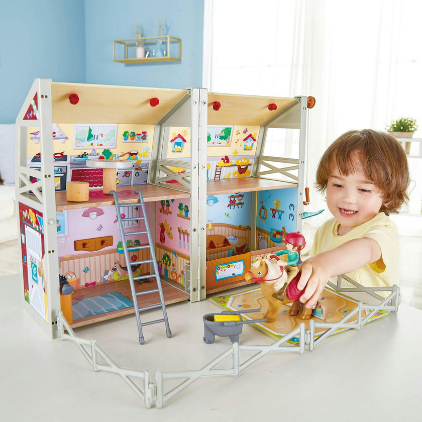 Hape: Club Ranch - Wooden 2 Level Barn Dollhouse